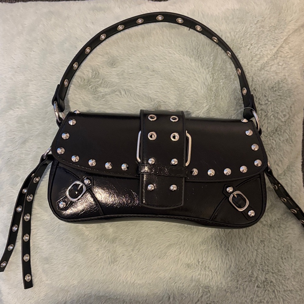 Studded Black Women's Shoulder Bag